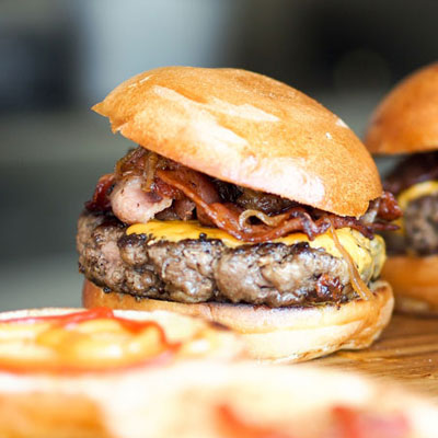 close-up of appatizing burgers